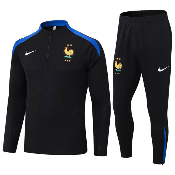 24/25 France Black Half Pull Tracksuit (半拉链)