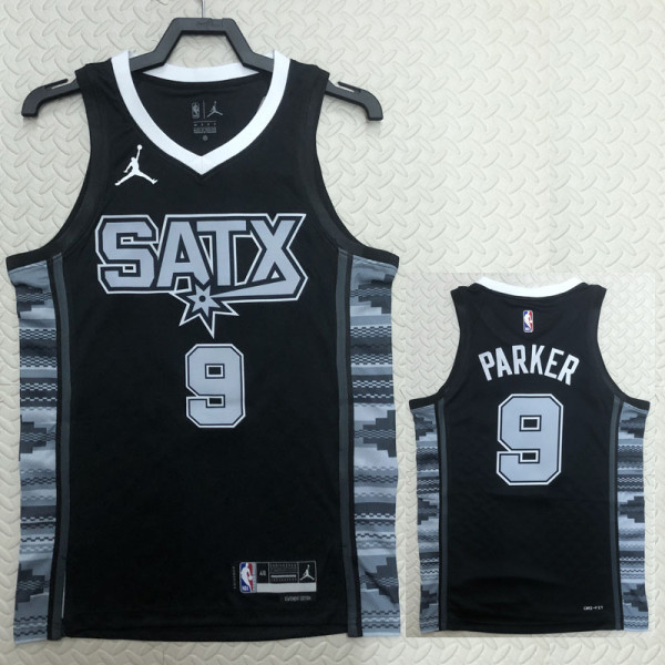 22/23 SA Spurs PARKER #9 Black Top Quality Hot Pressing NBA Jersey (Trapeze Edition)