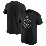 2025 PSG   Champions Black  pure cotton T-shirt(纯棉 、黑、胸前白标）