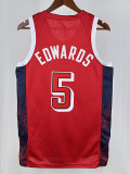 2024 Olympic Game USA EDWARDS # 5 Red Basketball Jersey