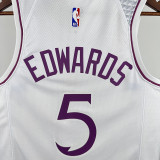 Timberwolves EDWARDS #5 White and Pink Edition Top Quality Hot Pressing NBA Jersey