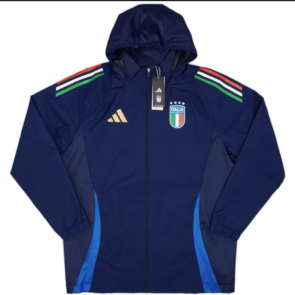 24/25 Italy Royal Blue Hooded Windbreaker