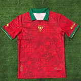 25/26 Portugal Red Grid Special Edition Fans Soccer Jersey