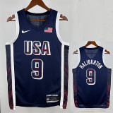 2024 Olympic Game USA HALLIBURTON # 9 Blue Basketball Jersey