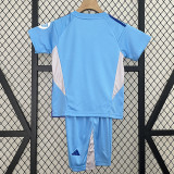 24/25 RMA Ske Blue Goalkeeper Kids Soccer Jersey(配左袖白色Ph广告）