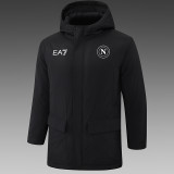 24/25  Napoli Black Hooded Cotton Coat