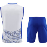 24/25 INT White # blue stripes Tank top and shorts suit