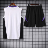 24/25 RMA White(Purple Shoulders) Tank top and shorts suit(白色紫肩）