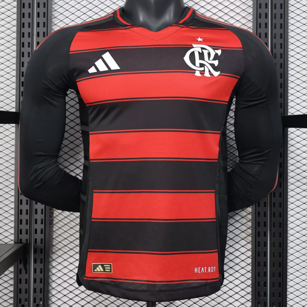 25/26 Flamengo Home  Long Sleeve Player Version Soccer Jersey