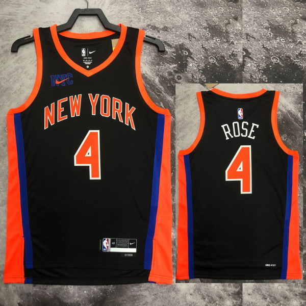 22/23 KNICKS ROSE #4 Black City Edition Top Quality Hot Pressing NBA Jersey