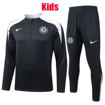 25/26 CHE Dark Grey Kids Half Pull Tracksuit #E25135 (童装、半拉链)