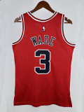 16/17 Bulls Wade Red # 3  Heat Pressed Retro NBA Jersey