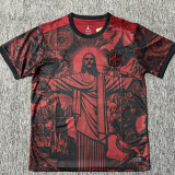2025 Brazil Christ statue Red &Black Fans Soccer Jersey（黑纹）