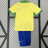 2024 Brazil Home Kids Soccer Jersey