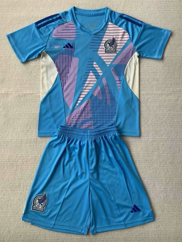 24/25  Mexico Blue  Goalkeeper Kids Soccer Jersey