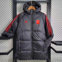 23/24 Spain Black Hooded Cotton Coat Red Edge (红色边) 棉衣