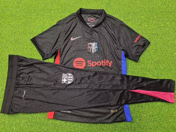 24/25 BAR Away Player Version  Suit Soccer Jersey(Black Pants)黑裤