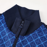 24/25 PSG  Blue Grid Pattern Jacket Tracksuit(02)