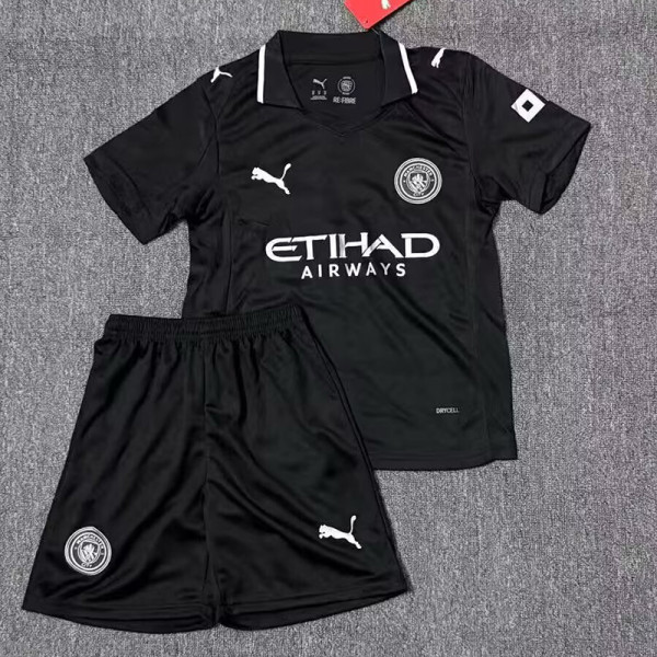 25/26 Man City Goalkeeper Black Kids Soccer Jersey