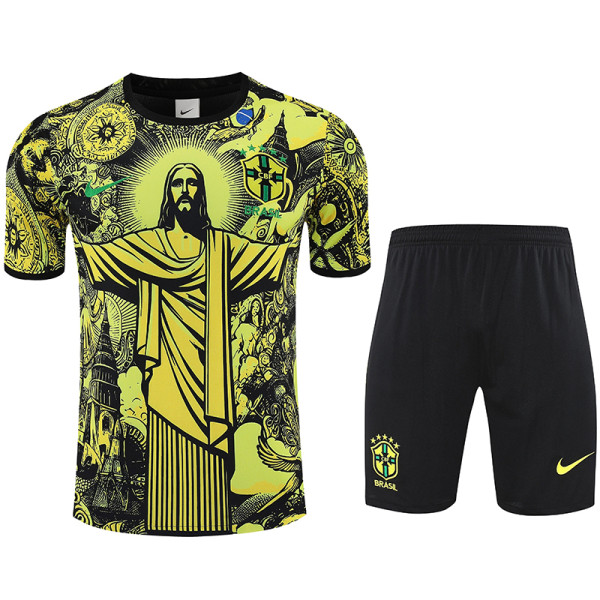 25/26 Brazil Jesus Statue Golden Training Short Suit