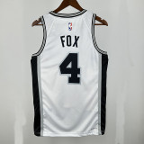 Sa Spurs FOX #4 White Top Quality Hot Pressing NBA Jersey