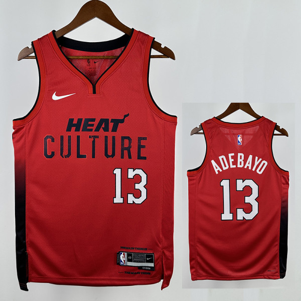 24/25 HEAT ADEBAYO # 13 Red Top Quality Hot Pressing Retro NBA Jersey