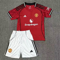 25/26 Man Utd Home Kids Soccer Jersey