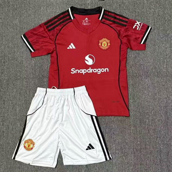 25/26 Man Utd Home Kids Soccer Jersey