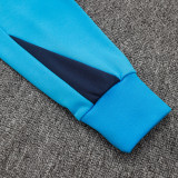 24/25 Man City SKY Blue Hooded  Half Pull Tracksuit(Add Fluff)  (半拉链、加绒F606)