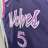 Timberwolves EDWARDS #5 Black Purple Edition Top Quality Hot Pressing NBA Jersey
