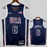 2024 Olympic Game USA  JAMES # 6 Blue Basketball Jersey