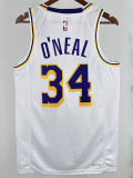 LAKERS O'Neal  #34 White Circle Neck  Top Quality Hot Pressing NBA Jersey（圆领）
