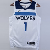 22/23 Timberwolves ANDERSON #1 White Top Quality Hot Pressing NBA Jersey