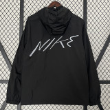 2024 New NK Black Windbreaker(后背带字、连帽）