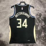 22/23 BUCKS ANTETOKOUNMPO #34 Black Top Quality Hot Pressing NBA Jersey (Trapeze Edition)