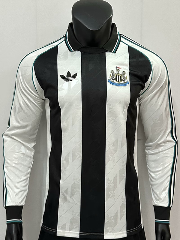 24/25 Newcastle Home Leisure  Long Sleeve Retro Soccer Jersey