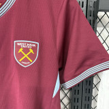 25/26  West Ham Home  Kids  Soccer Jersey