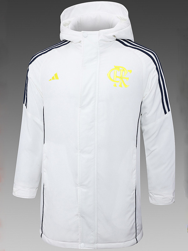 24/25 Flamengo White Hooded Cotton Coat (黄标)帽棉衣