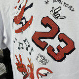 2025 T266 Jordan Fire  Edition  Pure Cotton  White T-shirt