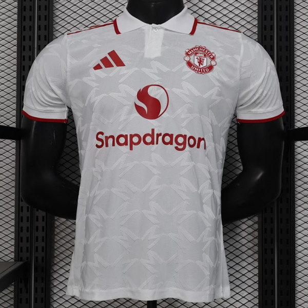 25/26 Man Utd White Special Edition Player Version Soccer Jersey翻领