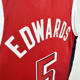 2024 Olympic Game USA EDWARDS # 5 Red Basketball Jersey