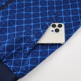 24/25 PSG  Blue Grid Pattern Jacket Tracksuit(02)