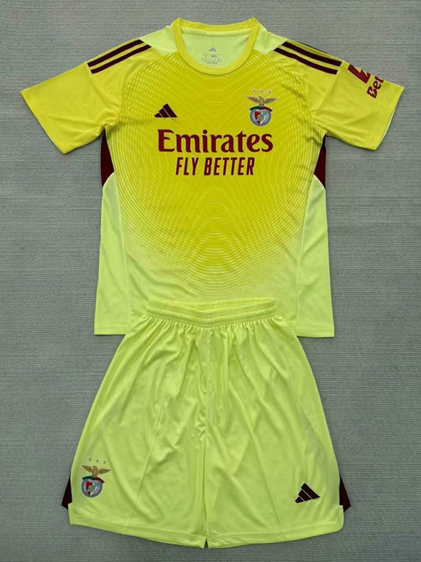 25/26  Benfica  Goalkeeper Yellow  Kids Soccer Jersey