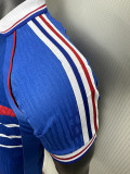 1998 France Home Player Version Retro Soccer Jersey(右胸带小字)