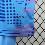 24/25 RMA Ske Blue Goalkeeper Kids Soccer Jersey(配左袖白色Ph广告）