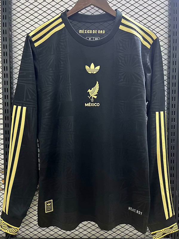 25/26 Mexico Black Gold Cup Digital Printing Plate  Long Sleeve Fans Soccer Jersey数码印版