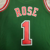 2008/2009 BULLS ROSE #1 Green Retro Top Quality Hot Pressing NBA