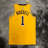 LAKERS RUSSELL #1 Yellow Top Quality Hot Pressing NBA Jersey(圆领)
