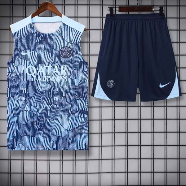 24/25  PSG Blue Striped Silk Tank top and shorts suit