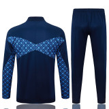 25/26 PSG Grid inkjet Royal Blue Half Pull Tracksuit #B2566 (半拉链)